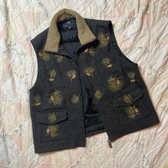 American Vintage Jackets & Blazers - british khaki rare vintage dark charcoal gray sleeveless wool vest size medium
